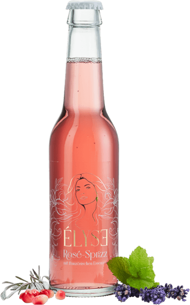 Élyse Rosé-Sprizz (Élyse Rosé-Spritzer)-Flasche mit Minze und Cranberries