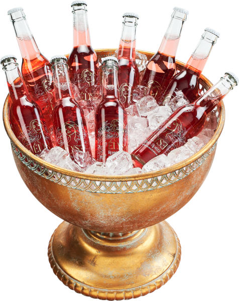 &Eacute;lyse Ros&eacute;-Sprizz (&Eacute;lyse Ros&eacute;-Spritzer)-Flaschen im franz&ouml;sischen Champagnerk&uuml;hler