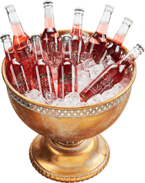 Élyse Rosé-Sprizz (Élyse Rosé-Spritzer)-Flaschen im französischen Champagnerkühler